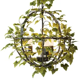 Vintage Industrial Spherical Chandelier With Ivy